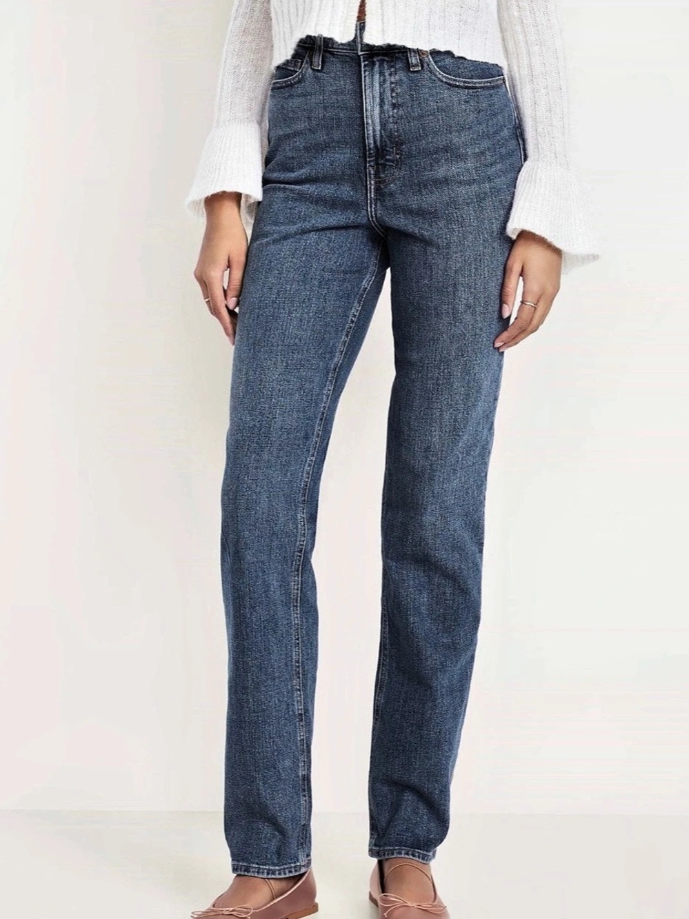 Old Navy Extra High-Waisted Straight Jeans Blue Size 6 NWT